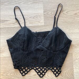 Bardot Black Lace Bustier Crop Top | Corset Style Bralette | Night Out Y2K